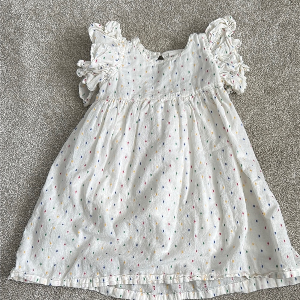White Ruffled Babydoll Dress with Flutter Cap Sleeves